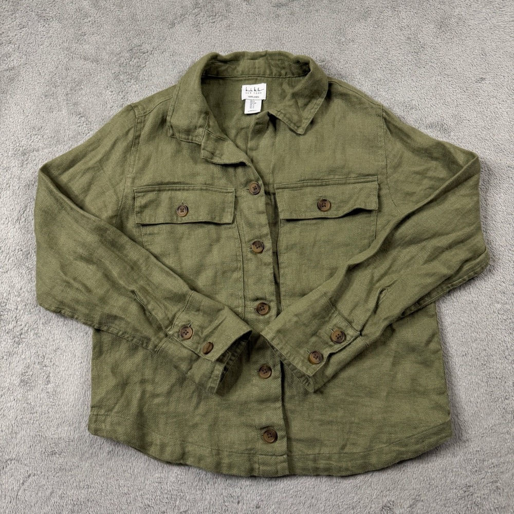 Women's Olive Button-Down Shirt Jacket